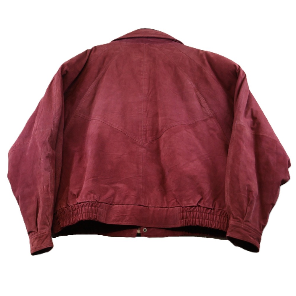 Ash Creek Trading Mens 2X Leather Bomber Jacket Burgundy Suede Western Zip Front - Picture 7 of 7